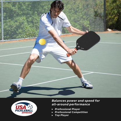 Pickleball Paddle, Edgeless Style 3K Raw Carbon Fiber Surface High Grit & Spin,USA Pickleball Approved, 16MM Polypropylene Honeycomb Core, Designed for Unmatched Control and Added Power